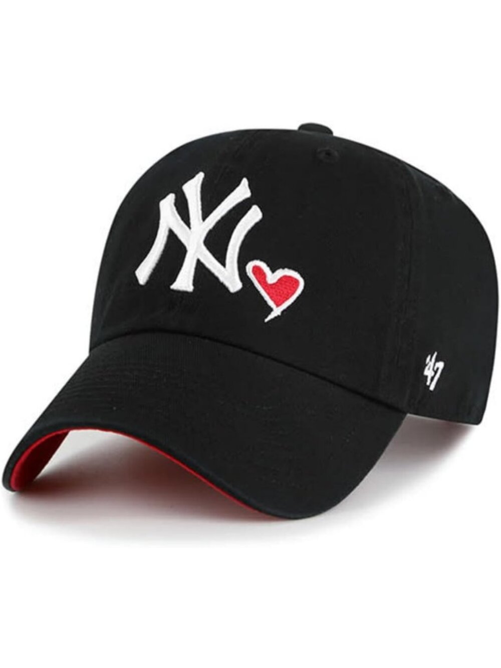 Unisex Adjustable Baseball Cap - Black & Red Heart Icon Dad Hat, One Size Fits